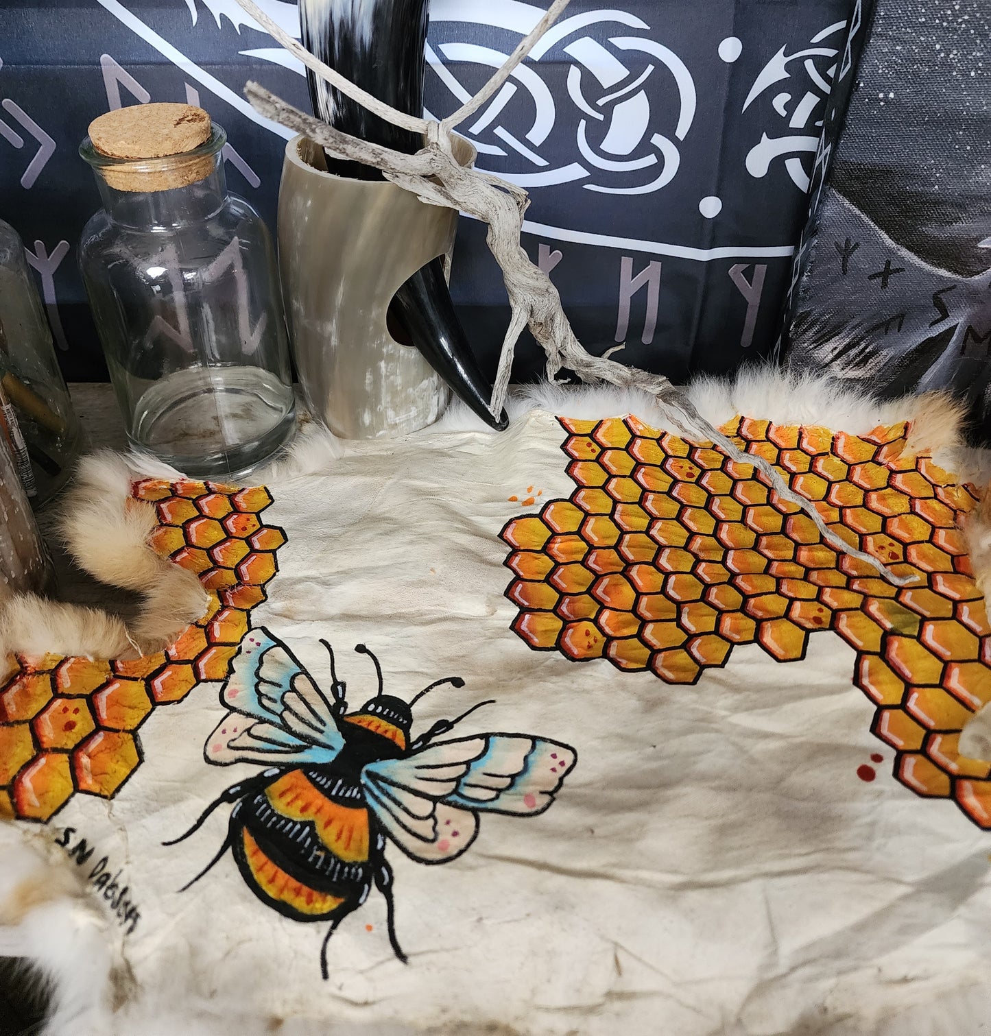 Honeycomb rabbit hide altar cloth