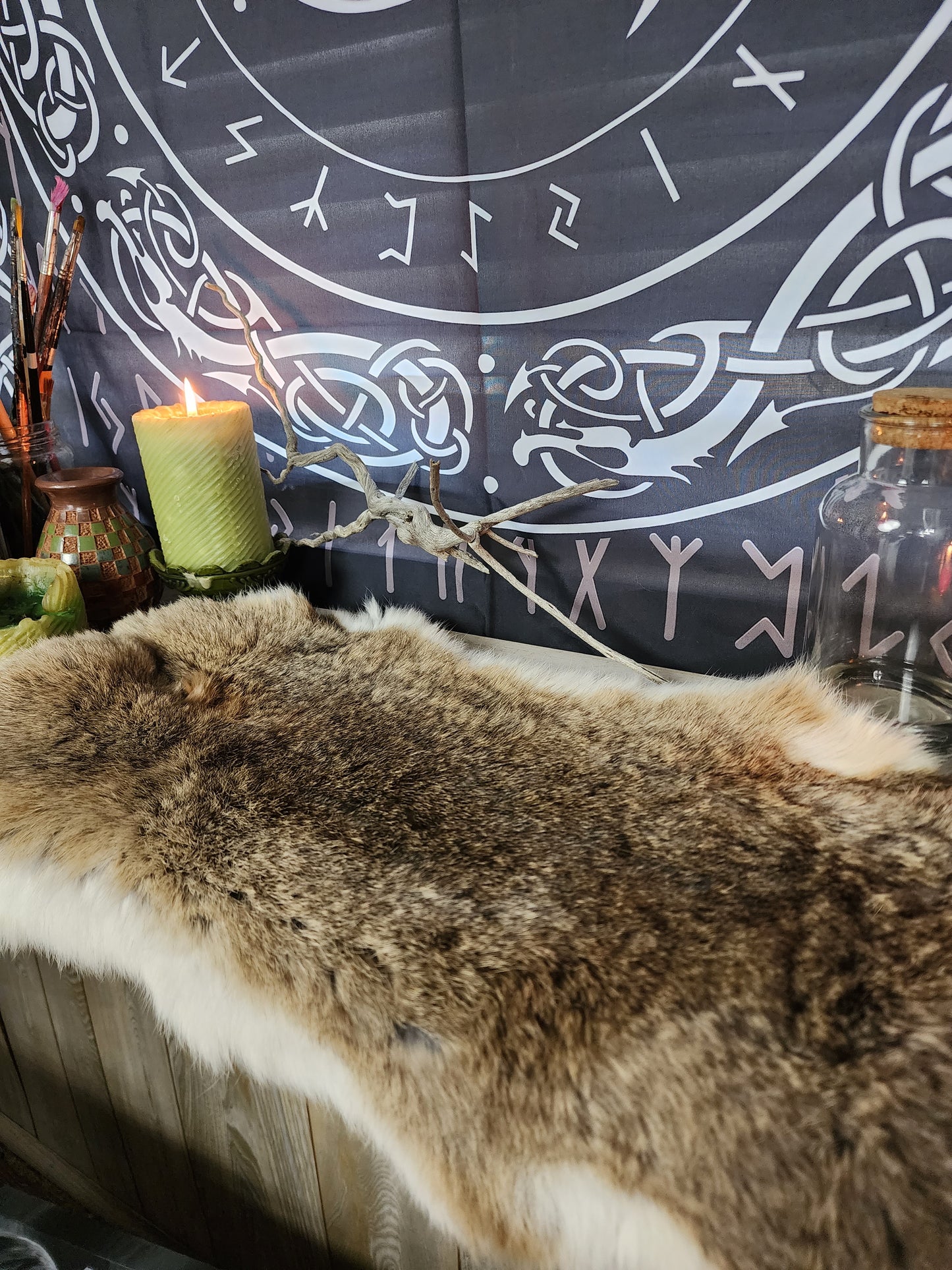 Sif and Fenrir rabbit hide Altar Cloth