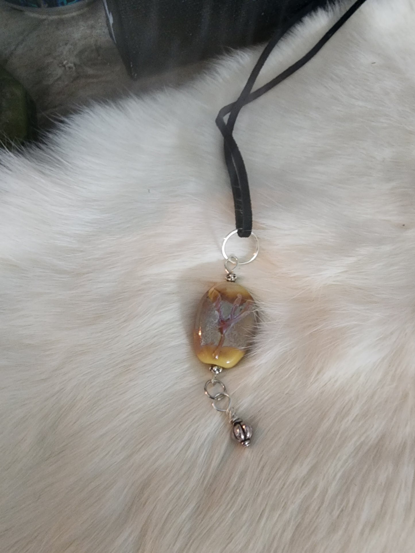 Teiwaz and Algiz Lampwork glass necklace