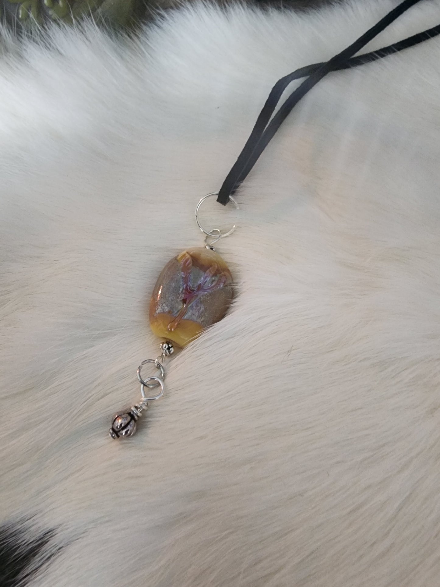Teiwaz and Algiz Lampwork glass necklace