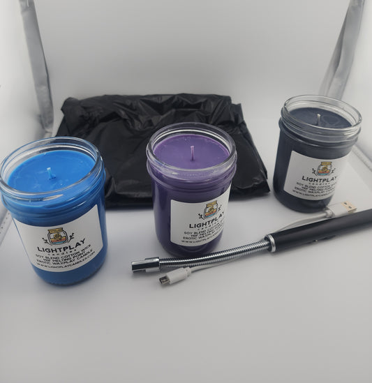 Wax play candle set blue black purple