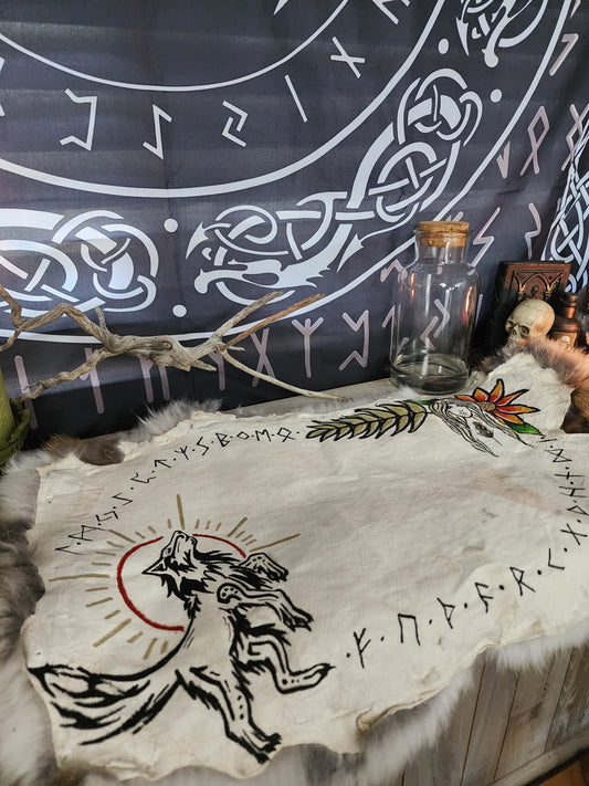 Sif and Fenrir rabbit hide Altar Cloth