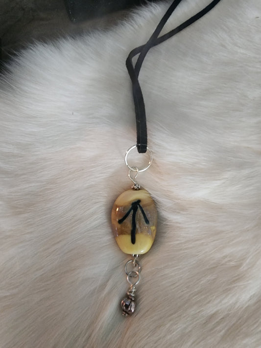 Teiwaz and Algiz Lampwork glass necklace